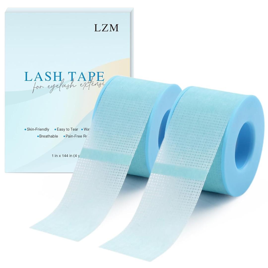LZM Lash Tape for Eyelash Extensions,Silicone Gel Eyelash Tape for Lift/Make up, Latex Free for Sensitive Skin Lash Extensions Supplies for Eye Tech Essentials (1in x 4yd, 2 Rolls Blue)