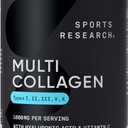 Sports Research Multi Collagen Pills (Type I, II, III, V, X) Hydrolyzed Collagen Peptides with Hyaluronic Acid + Vitamin C | Non-GMO Verified & Gluten Free - 90 Capsules BB Date 09/2027