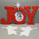 Outdoor Christmas Decorations -Joy Nativity Sets for Christmas Outdoor Xmas Nativity Lawn Religious Scenes Yard Decor with Stake for Home Lawn Pathway Walkway, Red, White