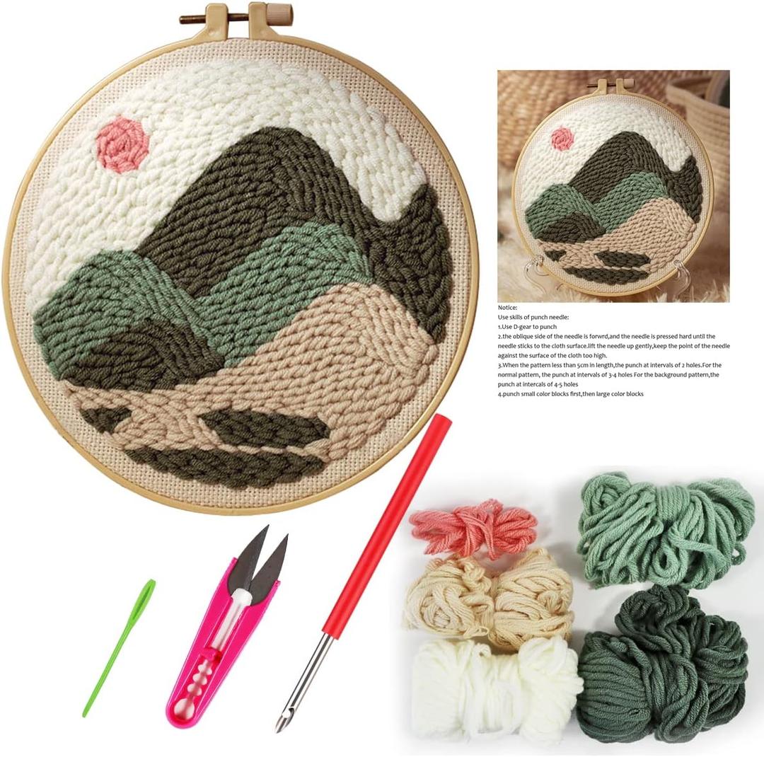 Punch Needle Embroidery Starter Kits-DIY Needle Craft Embroidery Supply for Adults Beginner (View)