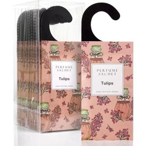 Large 12 Packs Tulips Hanging Closet Deodorizer Air Freshener Long Lasting Scented Sachets Smell Goods for House
