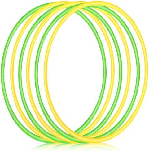 Halloscume 6 Pcs Exercise Hoop Detachable Fitness Rings Adjustable Plastic Toy Fitness Hoop Playground Toys Colored Circles for Teens Games Gymnastics Agility, 28 Inch(Green, Yellow)