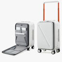 MILADA Luggage Hard Shell Suitcases Airline Approved Carry On Luggage 22x14x9 TSA Approved Luggage 20 Inch Front Opening Pocket Suitcase with Wheels Travel Luggage Wide Handle, White