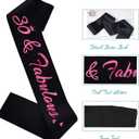 2 x 30 & Fabulous Birthday Sash, 30th Birthday Gifts idea for women, Funny 30th Birthday Party Suppiles, Black+ Pink(30 & Fabulous)