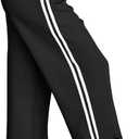 Fisoew Womens Wide Leg Sweatpants Casual High Waisted Color Block Side Slit Baggy Pants with Pockets (Black, M)
