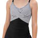 Girls 2 Piece One Piece Swimsuit with Cover Up Quick Dry Adjustable Straps Hollow Out Bathing Suit for 12-13 Years (Black)