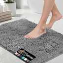 GORILLA GRIP Bath Rug Mat, Thick Soft Absorbent Chenille, Quick Dry Microfiber Mats, Rubber Backing Washable Shower Floor Rugs, Bathmat Runner, US Designed Bathroom Home Decor Accessories 24x17, Grey