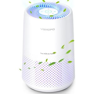 Air Purifiers for Bedroom, H13 HEPA Air Purifiers - Covers Up to 1074 ft - 24dB Ultra-Quiet Sleep Mode, 360 Outlet Air Cleaner, Perfect for Home, Pets (White)