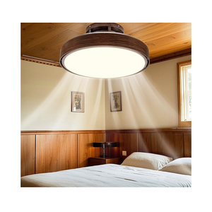 Bladeless Ceiling Fan with Light and Remote, Grained Modern Enclosed Ceiling Fan, Dimmable Led Bladeless Fan Light, Low Profile Flush Mounted Fan Indoor