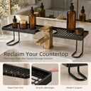 No-Drill Over Sink Organizer Rack, Freestanding Carbon Steel Faucet Storage Caddy, Tool-Free Bathroom Countertop Shelf, Space-Saving Sink Organizer with Quick Drainage (Black)