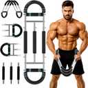 Twister Arm Trainer, Dual Triple-Spring, 30- 180 lb Adjustable, Chest Arm Shoulder Workout Equipment, Portable Detachable Arm Twister Exerciser for Men, Chest Expander for Gym Home Fitness Blue