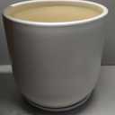 Plant Pot 12 inch - Ceramic Pot for Plants Indoor Outdoor Large Planter Pot with Drainage Hole and Saucer Mid-Century Modern Flower Pot Cylinder White