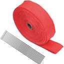 2" x 50Ft Red Roll Fiberglass Exhaust Header Pipe Heat Wrap Tape + 10 Zip Ties