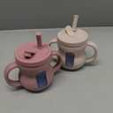 100% Silicone Baby Training Cup 2PCS See-through Toddler 5OZ Straw Drinking Cups for Infants 6 Months+ (Pink and Beige)