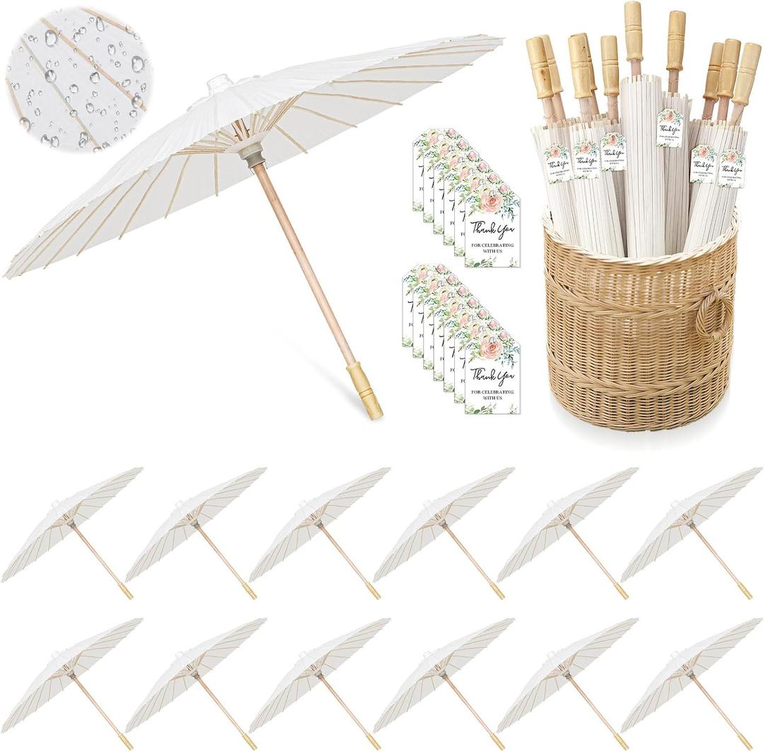 Sadnyy 33 In Large White Paper Umbrellas for Wedding Guests Favors,24 Pcs