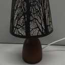 12.4" Rustic Forest Table Lamp, 3-Color Stepless Dimmable Bedside Lamp with Black Metal Tree Shade & Solid Wood Base, Small Decorative Accent Light for Living Room Nightstand,Bulb Included