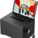 Uniclife Metal Donation Box for Fundraising, Suggestion Box with Slot and Lock, Black Ballot Boxes with Sign Holder, Storage Container for Voting Charity Tip Collection, 6.4" x 4.7" x 4"