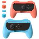 GLDRAM Grips for Nintendo Switch 2 Joycon, Comfort & Wear-Resistant Joycon 2 Grip, Switch 2 Accessories with Ergonomic Controller Handle & 4 Thumb Grip Caps - Blue & Orange (2 Pack)