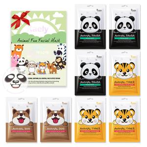 Kaely 8 Pack Animal Character Sheet Masks, Face Masks for Kids Teens Skin Care, Korean Soothe Facial Mask for All Skin Types, Girls Night Skincare Spa Party, Birthday Gifts for Women Men, Set01 (8cs-Set01-Puppy Panda Tiger)