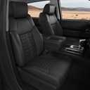 for Toyota Tundra Seat Covers Crew Max Only 2014 2015 2016 2017 2018 2019 2020 2021, Luxury Leather Custom Car Seat Covers Full Set, Black