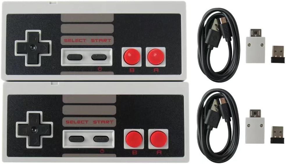2X 2.4 GHz Wireless Controller Upgraded Turbo Function Build in Rechargeable Battery USB Wireless Adapter for Mini NES Classic Edition PC Mac OS Raspberry PI