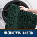 OLANLY Toilet Rugs U-Shaped 24x20, Extra Soft Absorbent Chenille Contour Bathroom Rugs for Toilet, Dry Quickly, Machine Washable, Non-Slip Bath Mat, Blackish Green