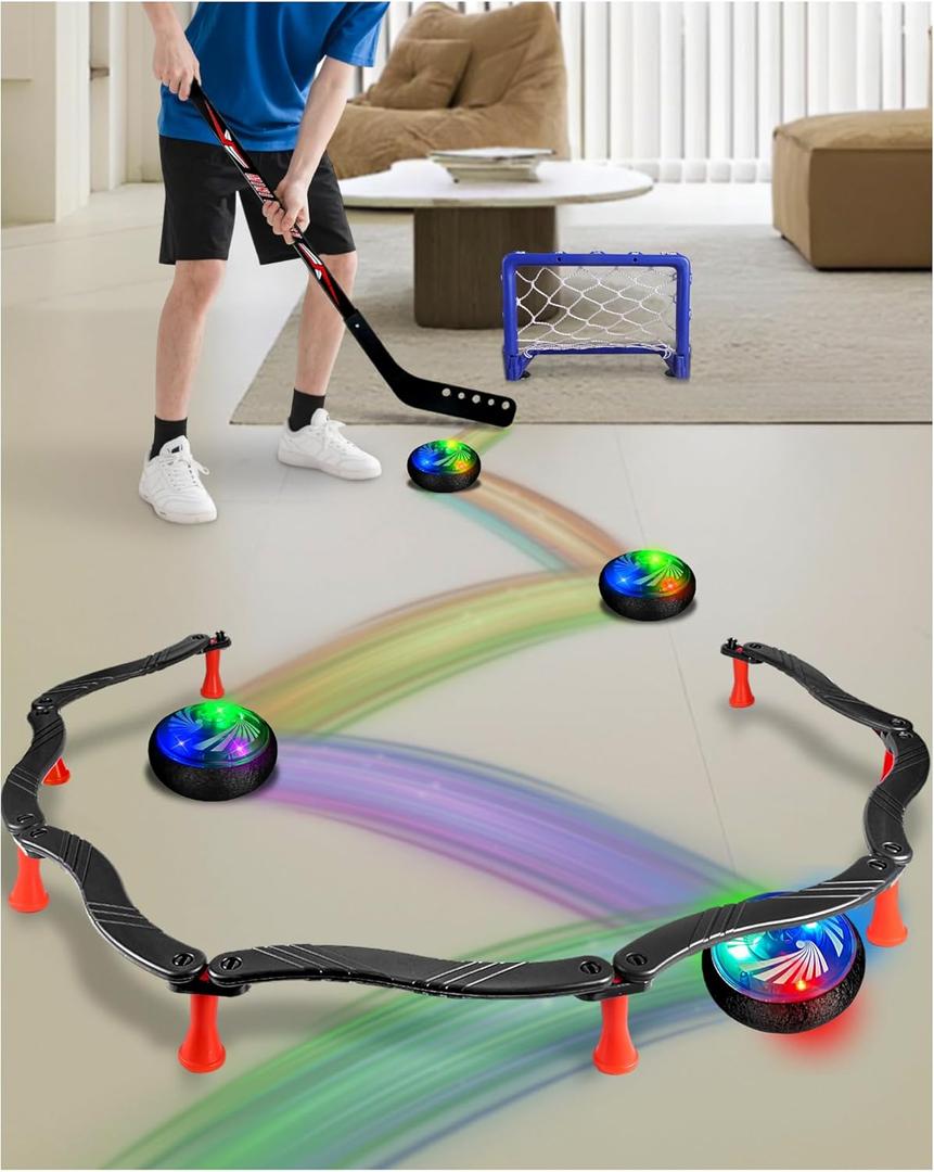 SPORTY PLAY Hockey Stick Handling Trainer  Adjustable Hockey Training Equipment Set with Hover Soccer Ball, Mini Goal & Sticks  Improve Skills & Coordination for Kids & Teens