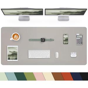 Extra Large Desk mat, Leather Desk Pad Protector,Office Desk Mat,Mouse Pad, Non-Slip Desk Blotter, Laptop Desk Pad, Waterproof Desk Writing Pad for Office&Home (Light Grye, 55" x 17")