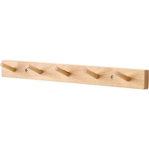 Wall Mounted Coat Rack 20 inches, Hickory Wood Wall Coat Hooks with 5 Hooks, Wooden Coat Hanger for Hanging Clothes Robes Towels Hats, Natural