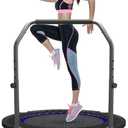 HYD-Parts 40" 48" Mini Trampoline for Adults and Kids Exercise Rebounder with Adjustable Bar Fitness Trampoline Indoor Max Load 330 440lbs