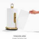 simplehuman Tension Arm Standing Paper Towel Holder, Heavy-Duty, Easy One-Handed Tear, Kitchen Countertop, Brass Stainless Steel
