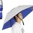 NEW-Vi Fishing Umbrella Hat Folding Adjustable Sun Rain Cap, 37.4Oversize Hands Free Umbrellas, 7-Ribs Anti-UV Waterproof Headwear for Fishing Gardening Golf Sunshade Outdoor