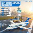 City Passenger Airplane Building Blocks Set with Plane,Airport, Terminal and Trailer Creative Building Model Toy Gift for Adults Aviation Lovers Idea