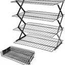 2/3/4-Tier collapsible cooling rack for baking,Folding Cooling Grid,Adjustable Stackable Roasting Cooking Drying Wire Cooling Rack for Cookies Baking (Black)