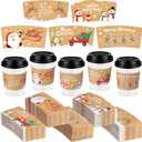 Remerry 125 Pack Winter Christmas Disposable Coffee Cup Paper Sleeves Xmas Santa Holiday Tea Hot Chocolate Cocoa Sleeves for 12oz 16oz Cups (Classic)