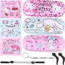 Cute Cartoon Hard Shell Eyeglasses Cases Protective Case Storage Box With Glasses Cloth Eyeglass Strap for Girl Teen (Set3-1)