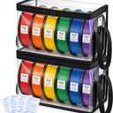 Dansydaisy 2 Pack 3D Printer Filament Storage Box with Desiccants, Holds up to 6 Rolls Each, Transparent 3D Filament Storage Organizer Printing Accessories for Home, Office Workshop, Studio
