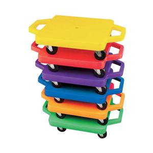 S&S Worldwide 16" Scooters. Set of 6 Different Colored Scooters with Smooth Rolling, Non-Marring 2" Casters. Durable HDPE Plastic Base with Built in Hand Protectors. Perfect for PE Class.