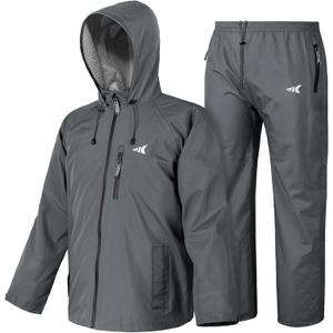 KastKing HydroSense Essential Waterproof Rain Suit for Men and Women, Lightweight, Durable Outdoor Gear for Fishing, Hiking (Large, Grey)