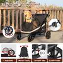 Dog Stroller for Large Dogs One-Click Folding 4 Wheel Foldable Dog Stroller for 2 Dogs with Storage Pocket Suitable for Pets Up to 80LBS (Black, Large)
