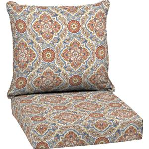 Arden Outdoor Deep Seat Cushion Set, 24 in x 24 in, Weather-Proof, Rain-Proof, Fade Resistant Patio Cushion for Chair, Sofa, and Couch Global Vintage Medallion (1 Pack)