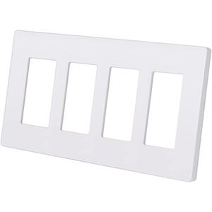 CML Matte White Decorator Screwless Wall Plate, 4-Gang Outlet Covers and Decor Light Switch Plates, Scratch and Impact Resistant, Polycarbonate, Standard Size 4.68 X 8.34 (1 Pack)