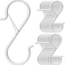 24 PCS S Hooks for Hanging with Safety Buckle, 3.5 inch Heavy Duty Metal S Shaped Hooks Stainless Steel for Hanging Kitchen Utensil, Cups, Pots, Plants, Bags, Hats (White)