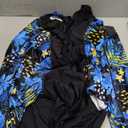 SELINK Women's Long Sleeve Rash Guard UV Protection Zipper Printed Surfing One Piece Swimsuit Bathing Suit Blue Floral-XL