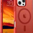 SUPFINE Magnetic for iPhone 16 Pro Case (Compatible with MagSafe) (Military Grade Drop Protection) Slim Translucent Matte Shockproof with Anti-Fingerprint Phone Case, Red