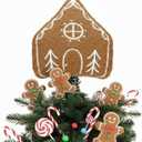 Soaoo Christmas Gingerbread Tree Topper Plush Stuffed Gingerbread Tree Topper 7.7 Inch Cute Plush Stuffed House Hanging Ornaments for Christmas Party Holiday Festive Home Decor Gifts