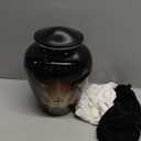 M MEILINXU Urns for Human Ashes Adult Man or Women, Cremation Urn for Ashes Adult Male or Female, Soulful Religion Cross, Burial, Funeral Decorative Urns, Religious Crosses, Black - Large Full Size