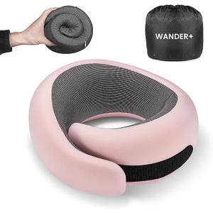 WANDER PLUS Travel Pillow, 100% Pure Memory Foam Travel Neck Pillow Airplane Neck Support Ergonomic Design Best for Sleeping Plane Car Train Office Flight for Adults Black