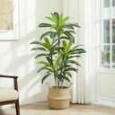 Dracaena Plant Artificial Tree 4Ft Tall Fake Tropical Floor Plants Potted (Real Touch) Artificial Silk Tree Leaf Faux Trees Black Tall Planter for Home Office Living Room Indoor Outdoor Decor