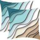 Blue Teal and Grey Boho Throw Pillow Covers 20x20 Set Of 2 Summer Outdoor Abstract Stripe Pillows Cover Mid Century Modern Decorative Pillow Case Farmhouse Cushion Cover for Home Couch Bed Sofa Decor